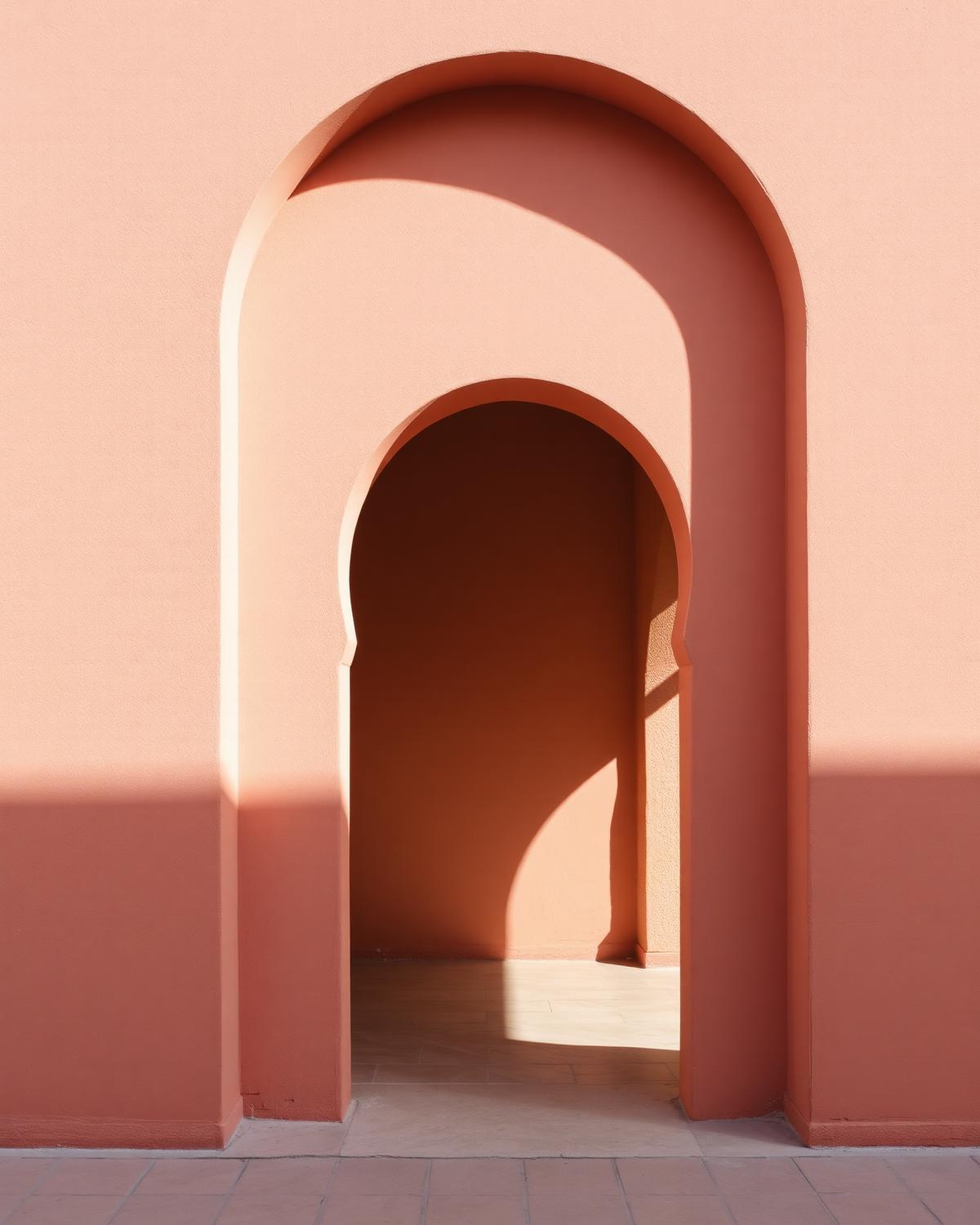 Moroccan arched doorway in afternoon light